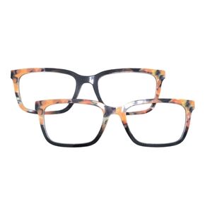 Pair Eyewear Larkin Magnetic Topper Patterned Eyeglasses Set Of 2 Orange Black